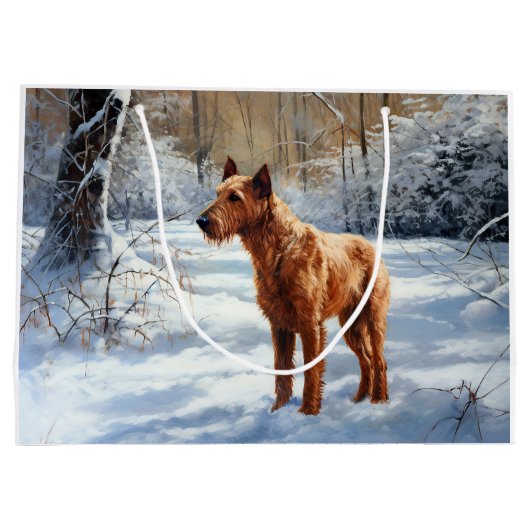 Irish Terrier liet het sneeuwen Kerstmis Groot Cadeauzakje (Achterkant)