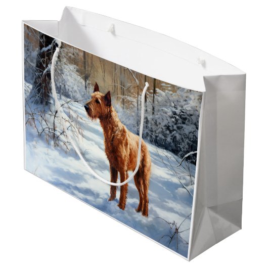 Irish Terrier liet het sneeuwen Kerstmis Groot Cadeauzakje (Achterkant Gekanteld)