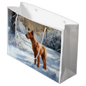 Irish Terrier liet het sneeuwen Kerstmis Groot Cadeauzakje (Voorkant Gekanteld)