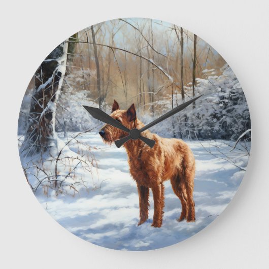 Irish Terrier liet het sneeuwen Kerstmis Grote Klok (Voorkant)
