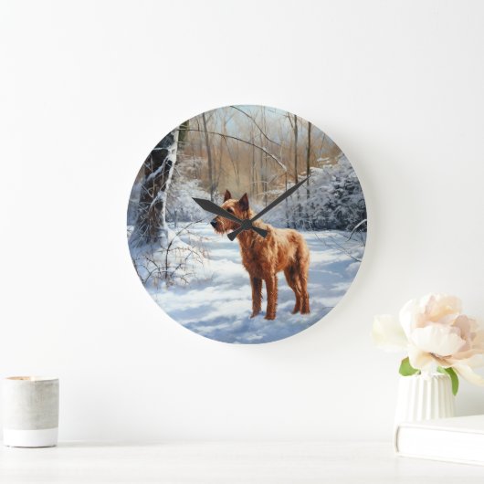 Irish Terrier liet het sneeuwen Kerstmis Grote Klok (Huis)