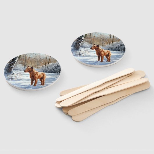 Irish Terrier liet het sneeuwen Kerstmis Handwaaier (Niet-gemonteerd)