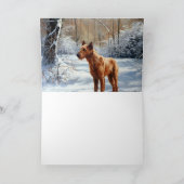 Irish Terrier liet het sneeuwen Kerstmis Kaart (Binnen)