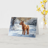 Irish Terrier liet het sneeuwen Kerstmis Kaart (Gele Bloem)