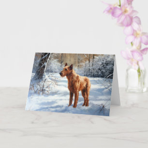 Irish Terrier liet het sneeuwen Kerstmis Kaart