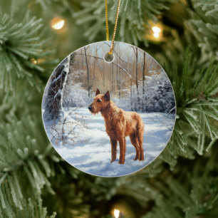 Irish Terrier liet het sneeuwen Kerstmis Keramisch Ornament