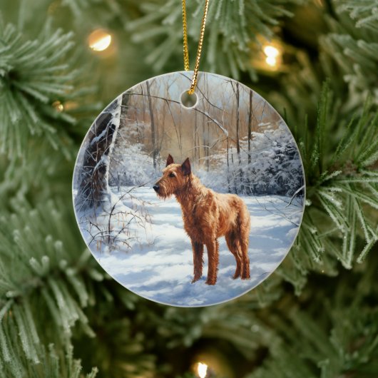Irish Terrier liet het sneeuwen Kerstmis Keramisch Ornament (Boom)