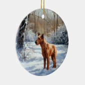 Irish Terrier liet het sneeuwen Kerstmis Keramisch Ornament (Rechts)