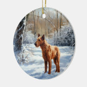 Irish Terrier liet het sneeuwen Kerstmis Keramisch Ornament (Links)