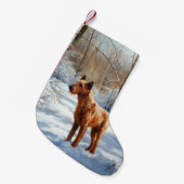 Irish Terrier liet het sneeuwen Kerstmis Kleine Kerstsok (Voorkant (Hangend))