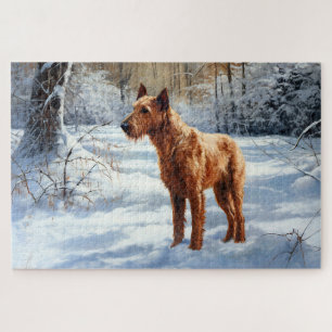 Irish Terrier liet het sneeuwen Kerstmis Legpuzzel