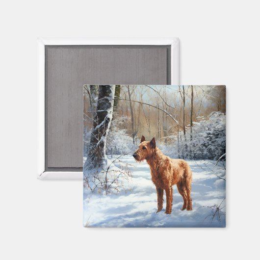Irish Terrier liet het sneeuwen Kerstmis Magneet (Voorkant / Achterkant)