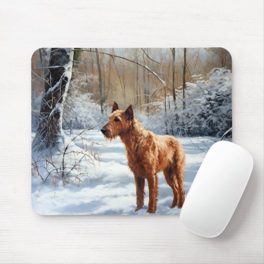 Irish Terrier liet het sneeuwen Kerstmis Muismat (Met muis)