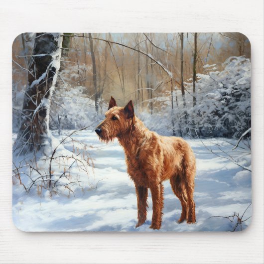 Irish Terrier liet het sneeuwen Kerstmis Muismat (Voorkant)