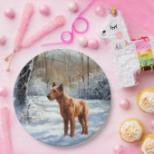 Irish Terrier liet het sneeuwen Kerstmis Papieren Bordje (Feest)
