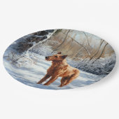 Irish Terrier liet het sneeuwen Kerstmis Papieren Bordje (Gekanteld)