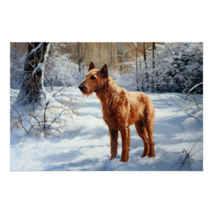 Irish Terrier liet het sneeuwen Kerstmis Perfect Poster