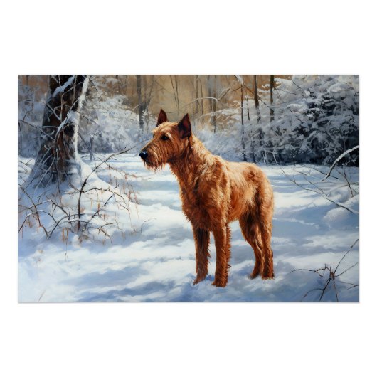 Irish Terrier liet het sneeuwen Kerstmis Perfect Poster (Voorkant)