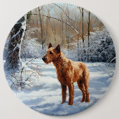 Irish Terrier liet het sneeuwen Kerstmis Ronde Button 6,0 Cm (Voorkant)