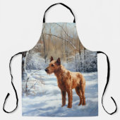 Irish Terrier liet het sneeuwen Kerstmis Schort (Voorkant)
