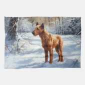 Irish Terrier liet het sneeuwen Kerstmis Theedoek (Horizontaal)