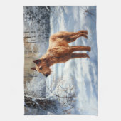 Irish Terrier liet het sneeuwen Kerstmis Theedoek (Verticaal)