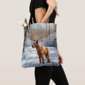 Irish Terrier liet het sneeuwen Kerstmis Tote Bag (Dichtbij)