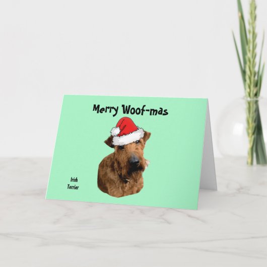 Irish Terrier met Santa Hat Feestdagen Kaart (Voorkant)