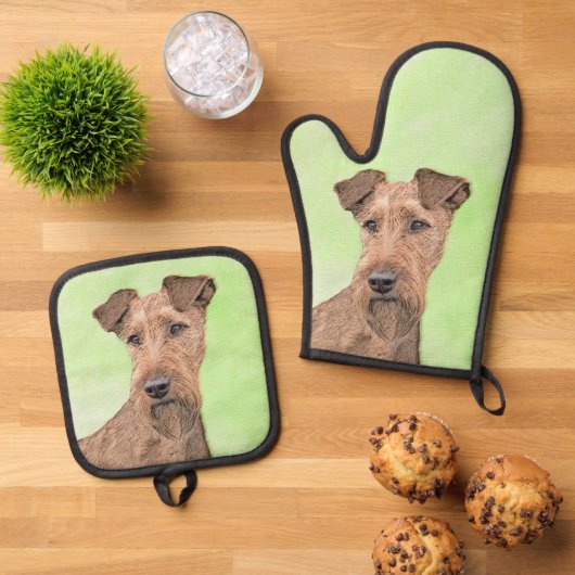 Irish Terrier Ovenwant & Pannenlap Set (Top down)