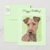 Irish Terrier Painting - Cute Original Dog Art Briefkaart (Voorkant / Achterkant)
