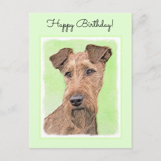 Irish Terrier Painting - Cute Original Dog Art Briefkaart (Voorkant)
