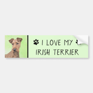 Irish Terrier Painting - Cute Original Dog Art Bumpersticker