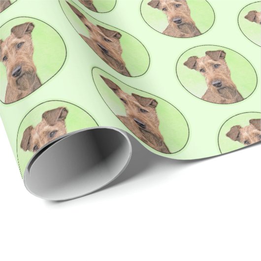 Irish Terrier Painting - Cute Original Dog Art Cadeaupapier (Rol Hoek)