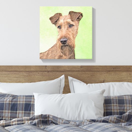 Irish Terrier Painting - Cute Original Dog Art Canvas Afdruk (Insitu (Slaapkamer))
