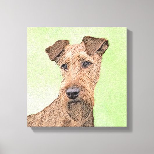 Irish Terrier Painting - Cute Original Dog Art Canvas Afdruk (Voorkant)