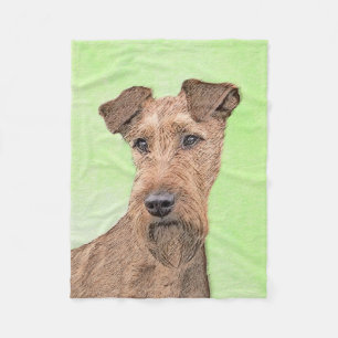 Irish Terrier Painting - Cute Original Dog Art Fleece Deken