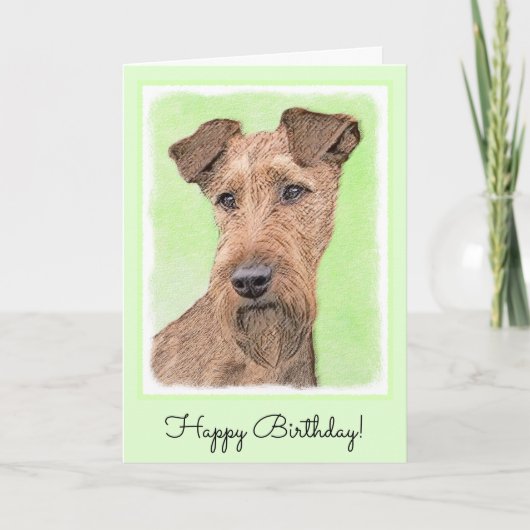 Irish Terrier Painting - Cute Original Dog Art Kaart (Voorkant)