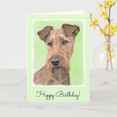 Irish Terrier Painting - Cute Original Dog Art Kaart (Gele Bloem)