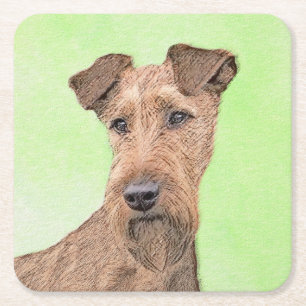 Irish Terrier Painting - Cute Original Dog Art Kartonnen Onderzetters