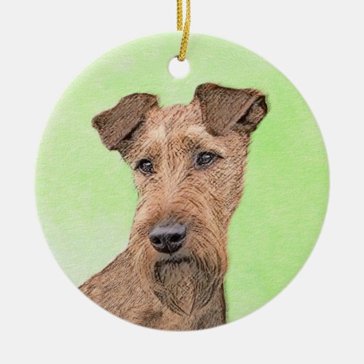 Irish Terrier Painting - Cute Original Dog Art Keramisch Ornament (Voorkant)