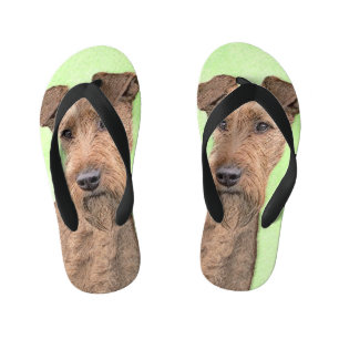 Irish Terrier Painting - Cute Original Dog Art Kinder Teenslippers