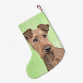 Irish Terrier Painting - Cute Original Dog Art Kleine Kerstsok (Achterkant (Hangend))