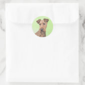 Irish Terrier Painting - Cute Original Dog Art Ronde Sticker (Tas)