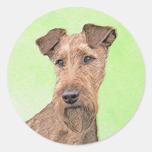 Irish Terrier Painting - Cute Original Dog Art Ronde Sticker (Voorkant)