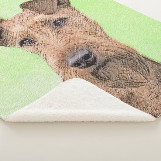 Irish Terrier Painting - Cute Original Dog Art Sherpa Deken (3/4)