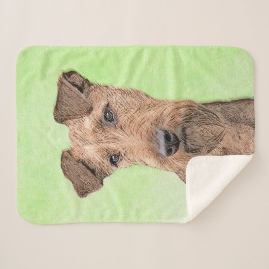 Irish Terrier Painting - Cute Original Dog Art Sherpa Deken (Voorkant (horizontaal))