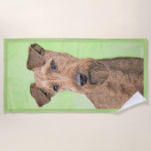Irish Terrier Painting - Cute Original Dog Art Strandlaken (Voorkant)