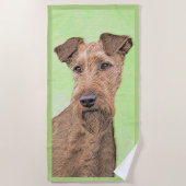 Irish Terrier Painting - Cute Original Dog Art Strandlaken (Voorkant)