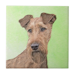 Irish Terrier Painting - Cute Original Dog Art Tegeltje