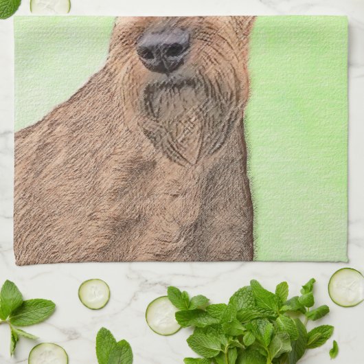 Irish Terrier Painting - Cute Original Dog Art Theedoek (Gevouwen)